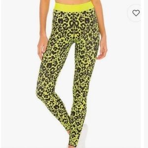 New Cor by Ultracor Neon Green and Black Leopard Print Leggings Size M